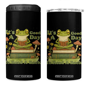 It Is A Good Day To Read A Book 4 in 1 Can Cooler Tumbler Funny Frog Reading TS12 One Size: 16 oz Black Print Your Wear