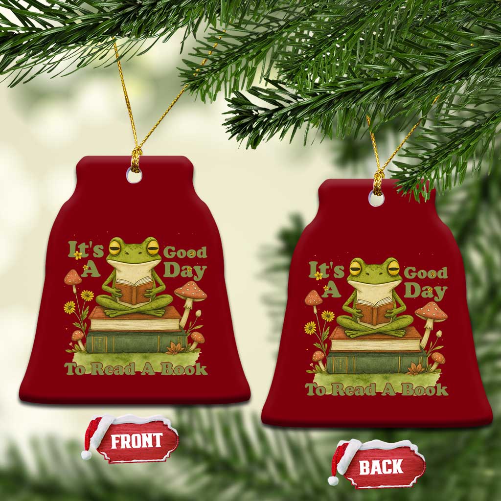 It Is A Good Day To Read A Book Ceramic Ornament Funny Frog Reading TS12 Print Your Wear
