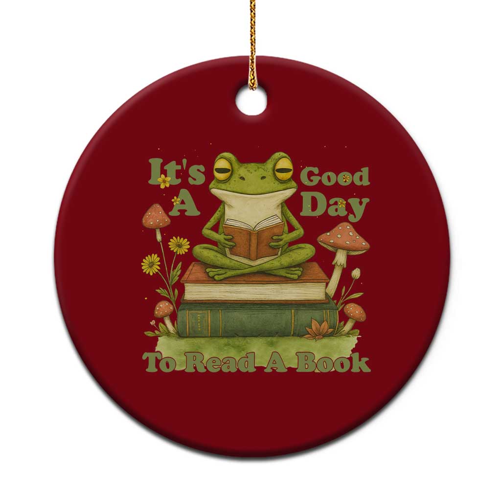 It Is A Good Day To Read A Book Ceramic Ornament Funny Frog Reading TS12 1pc Red Print Your Wear