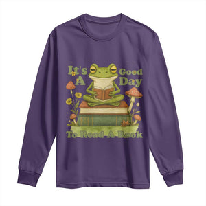 It Is A Good Day To Read A Book Long Sleeve Shirt Funny Frog Reading TS12 Purple Print Your Wear