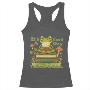 It Is A Good Day To Read A Book Racerback Tank Top Funny Frog Reading TS12 Dark Heather Print Your Wear