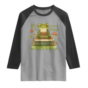 It Is A Good Day To Read A Book Raglan Shirt Funny Frog Reading TS12 Sport Gray Black Print Your Wear