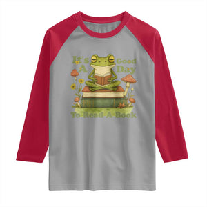 It Is A Good Day To Read A Book Raglan Shirt Funny Frog Reading TS12 Sport Gray Red Print Your Wear