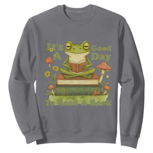 It Is A Good Day To Read A Book Sweatshirt Funny Frog Reading TS12 Charcoal Print Your Wear
