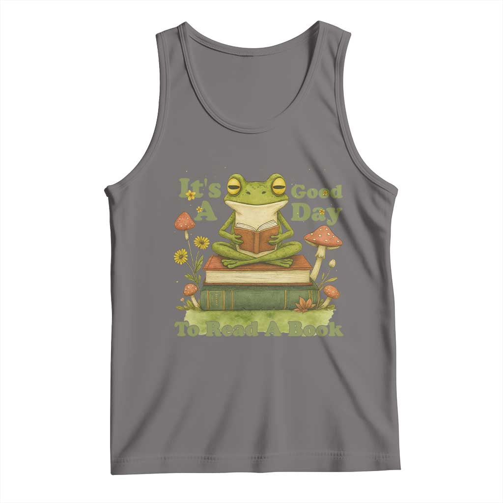 It Is A Good Day To Read A Book Tank Top Funny Frog Reading TS12 Deep Heather Print Your Wear