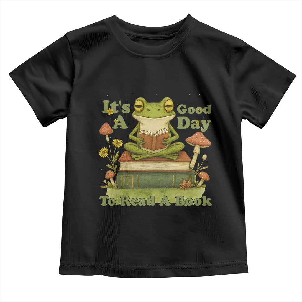 It Is A Good Day To Read A Book Toddler T Shirt Funny Frog Reading TS12 Black Print Your Wear