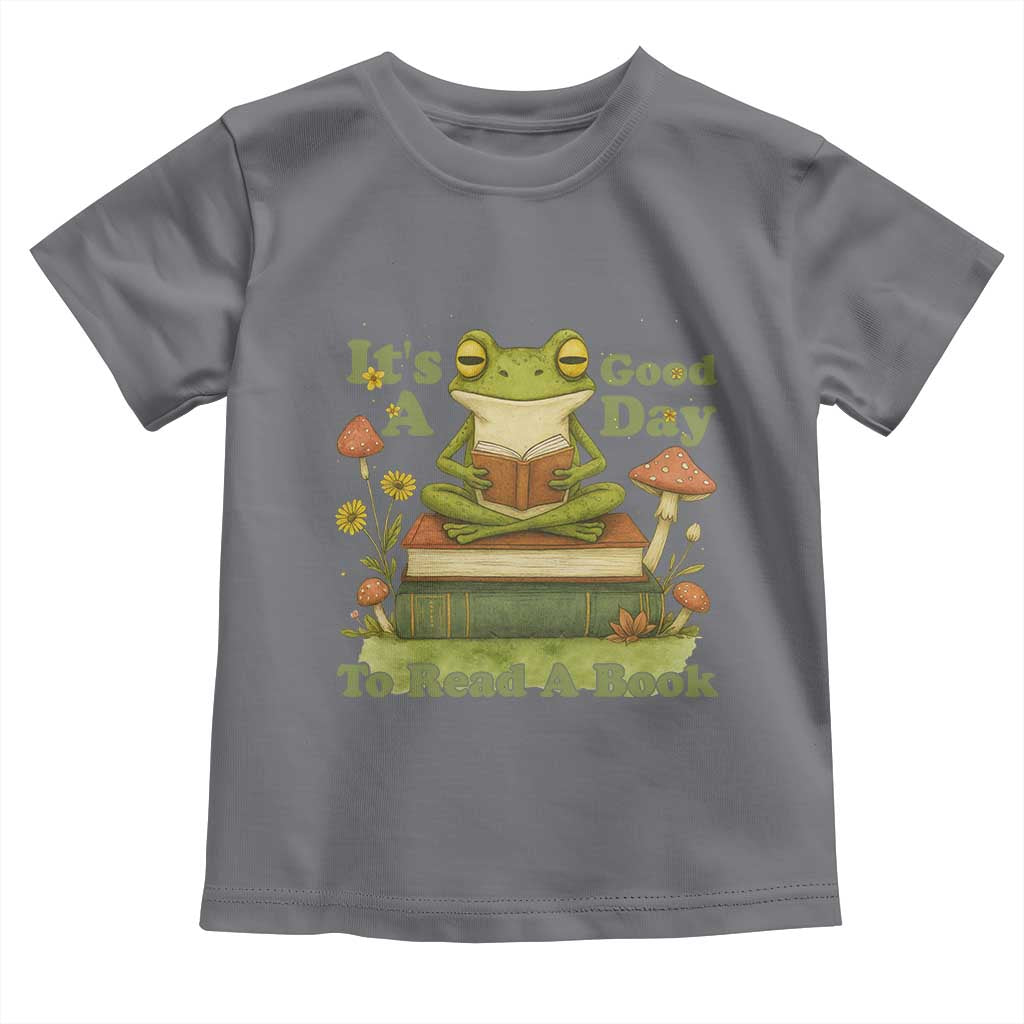 It Is A Good Day To Read A Book Toddler T Shirt Funny Frog Reading TS12 Charcoal Print Your Wear