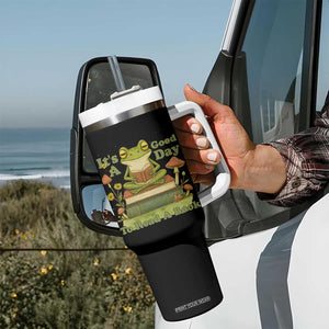 It Is A Good Day To Read A Book Tumbler With Handle Funny Frog Reading TS12 Print Your Wear