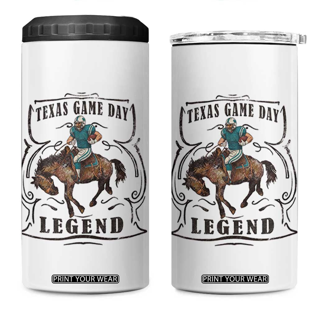 TX Game Day Legend 4 in 1 Can Cooler Tumbler Funny CFF TS12 One Size: 16 oz White Print Your Wear