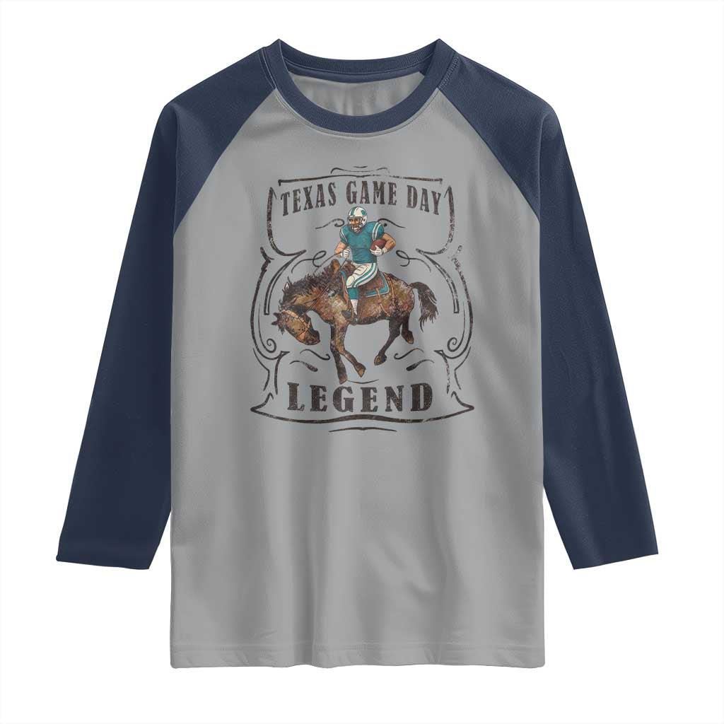 TX Game Day Legend Raglan Shirt Funny CFF TS12 Sport Gray Navy Print Your Wear