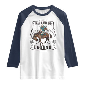 Texas Game Day Legend Raglan Shirt Funny Football Cowboy TS12 White Navy Print Your Wear