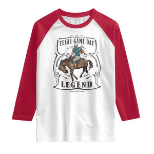 Texas Game Day Legend Raglan Shirt Funny Football Cowboy TS12 White Red Print Your Wear