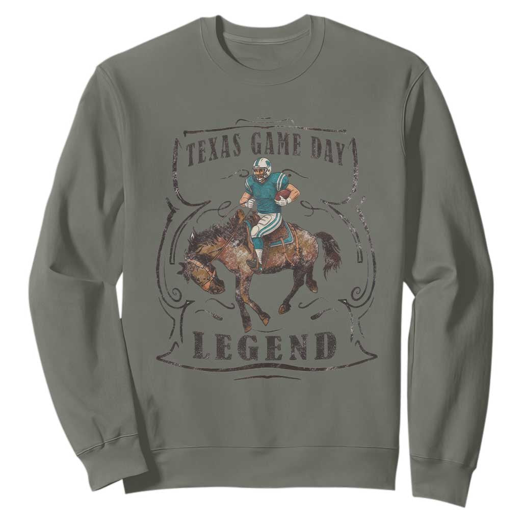 TX Game Day Legend Sweatshirt Funny CFF TS12 Military Green Print Your Wear