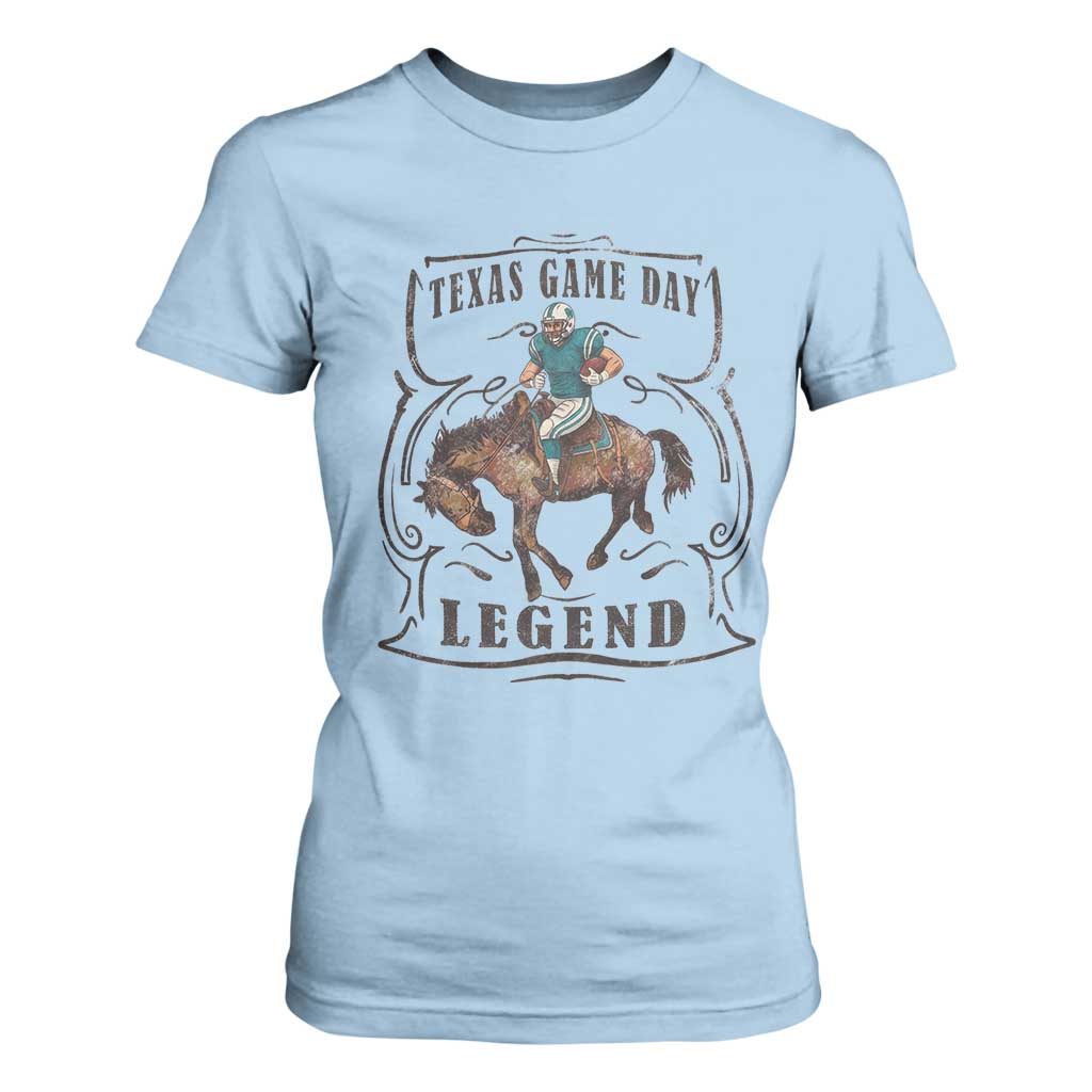 TX Game Day Legend T Shirt For Women Funny CFF TS12 Light Blue Print Your Wear