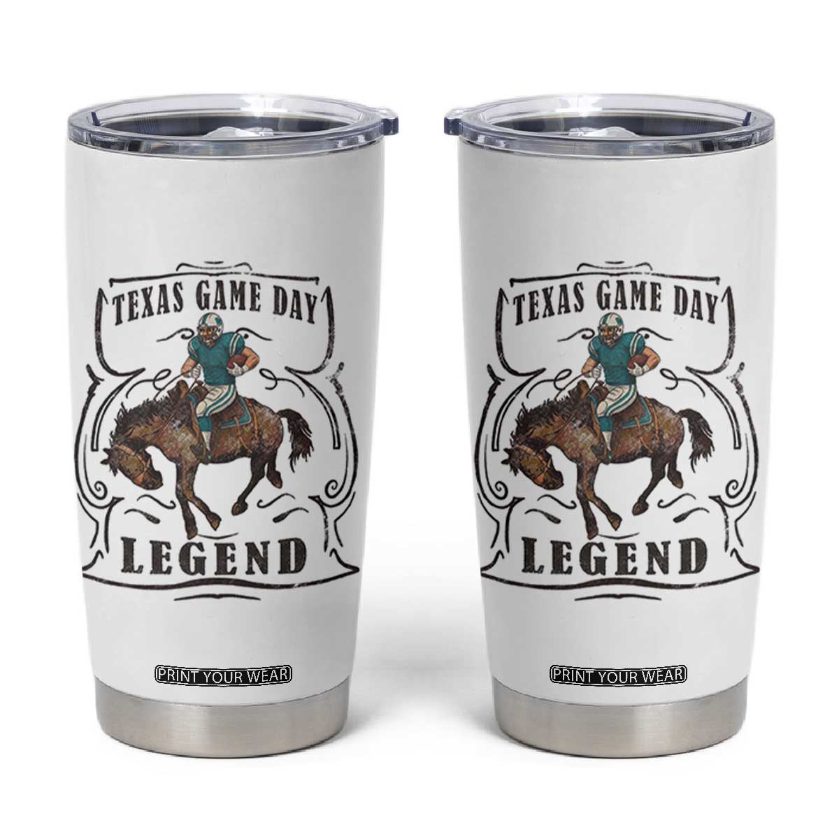 TX Game Day Legend Tumbler Cup Funny CFF TS12 White Print Your Wear