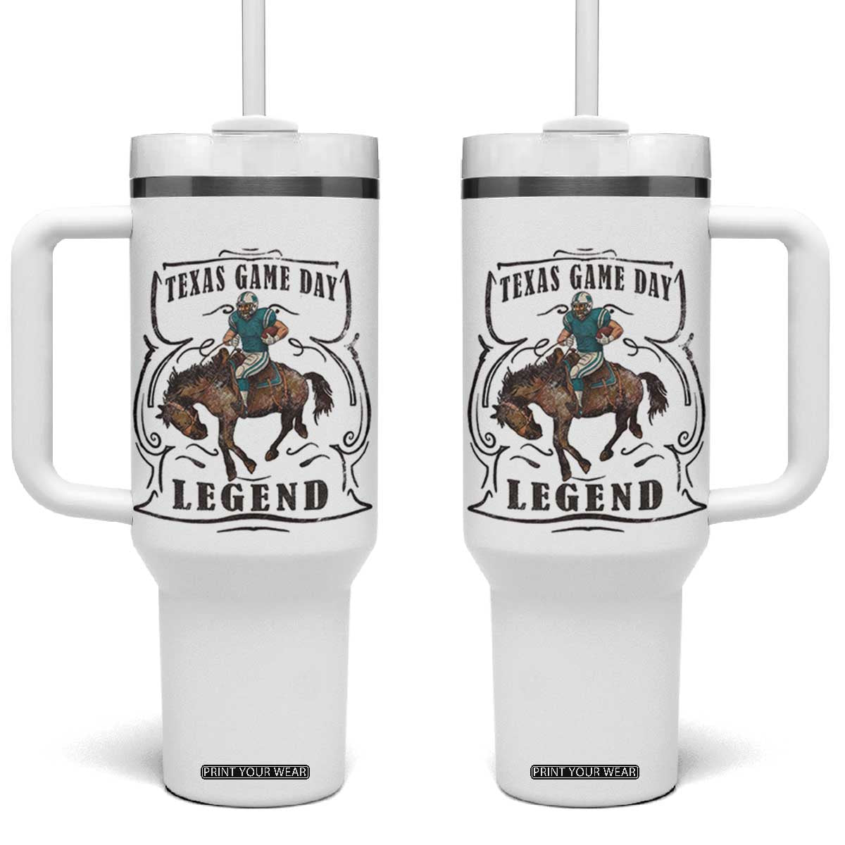 Texas Game Day Legend Tumbler With Handle Funny Football Cowboy TS12 One Size: 40 oz White Print Your Wear