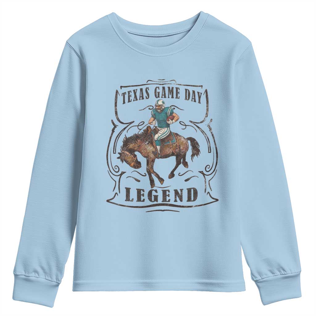 TX Game Day Legend Youth Sweatshirt Funny CFF TS12 Light Blue Print Your Wear