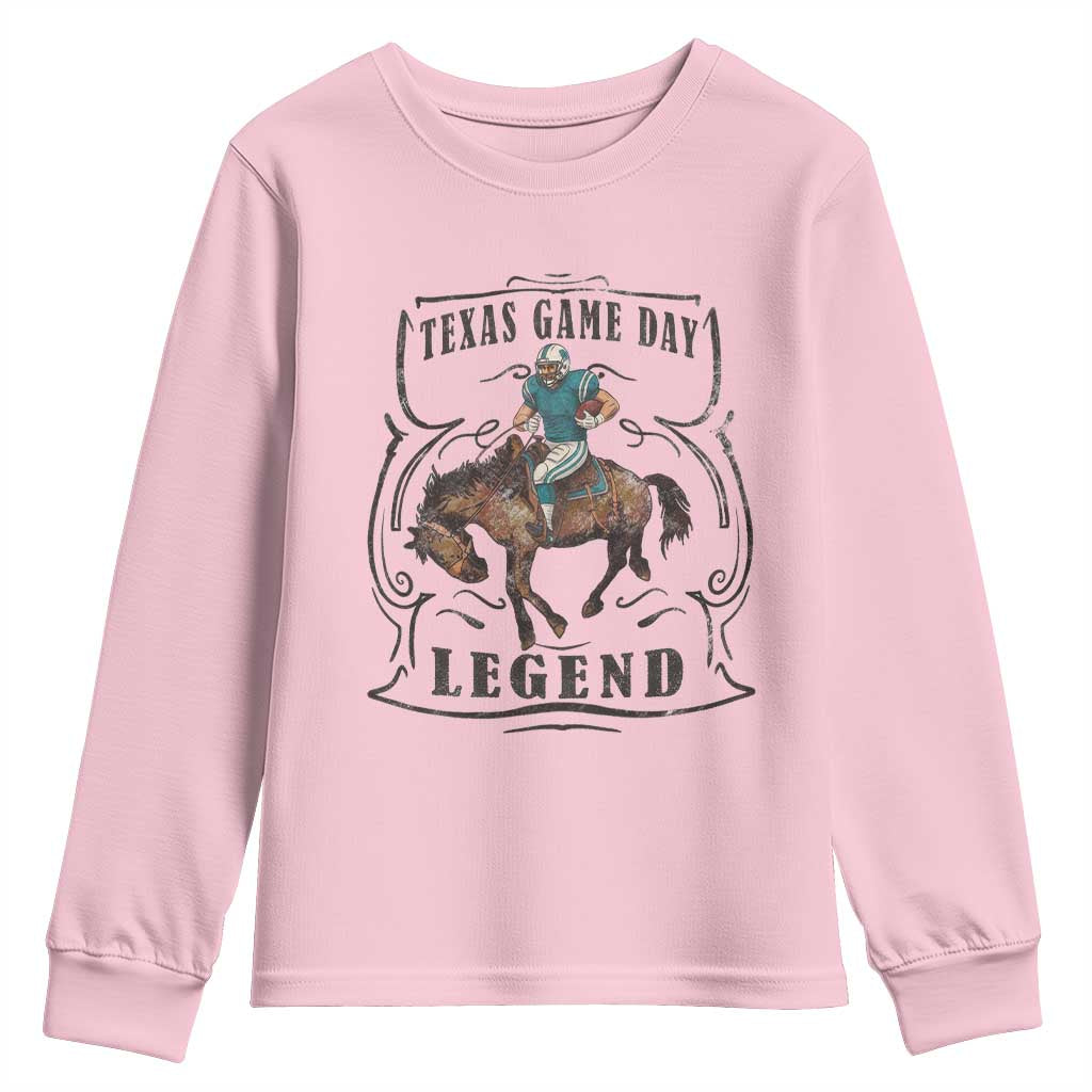 TX Game Day Legend Youth Sweatshirt Funny CFF TS12 Light Pink Print Your Wear