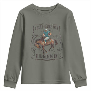 Texas Game Day Legend Youth Sweatshirt Funny Football Cowboy TS12 Military Green Print Your Wear
