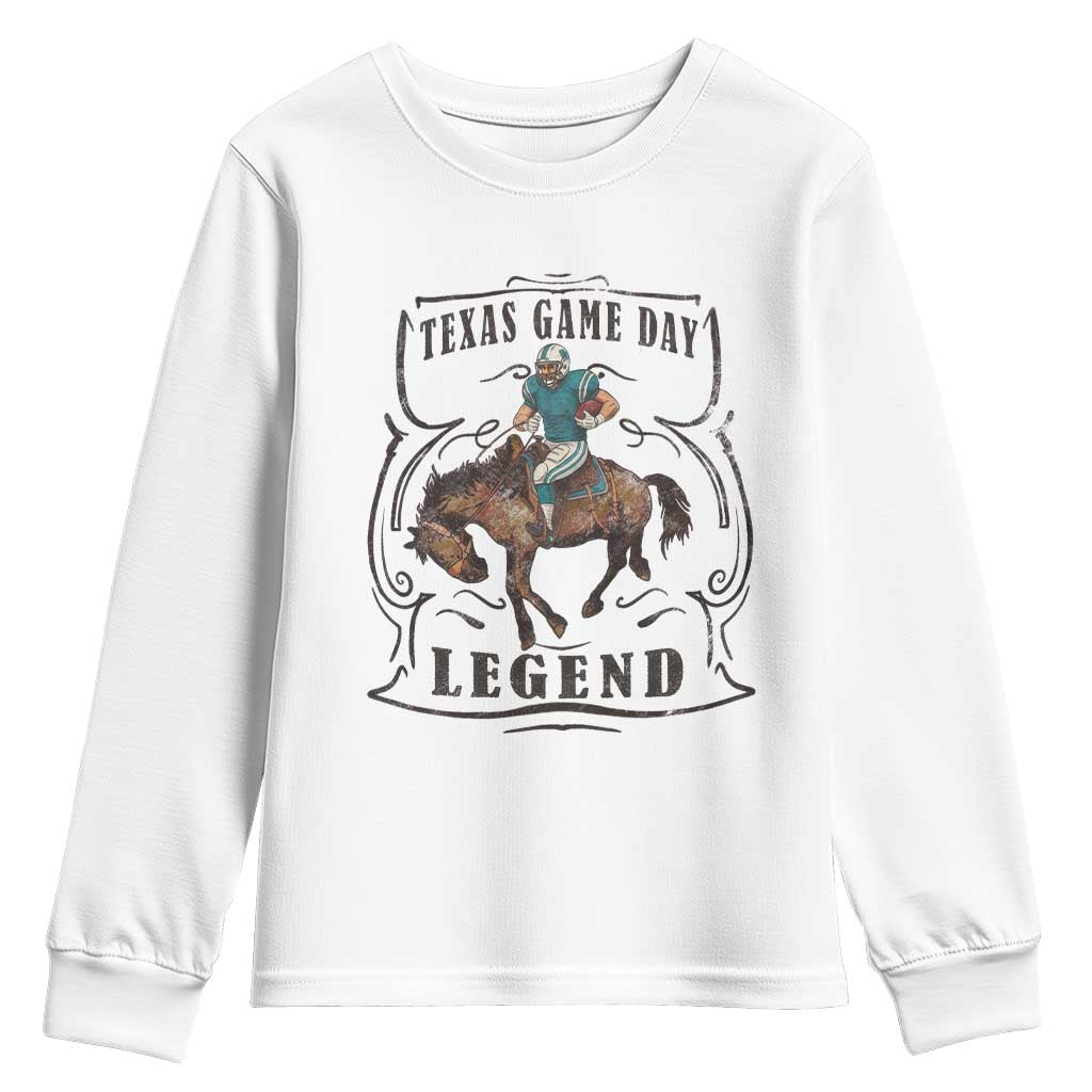 Texas Game Day Legend Youth Sweatshirt Funny Football Cowboy TS12 White Print Your Wear