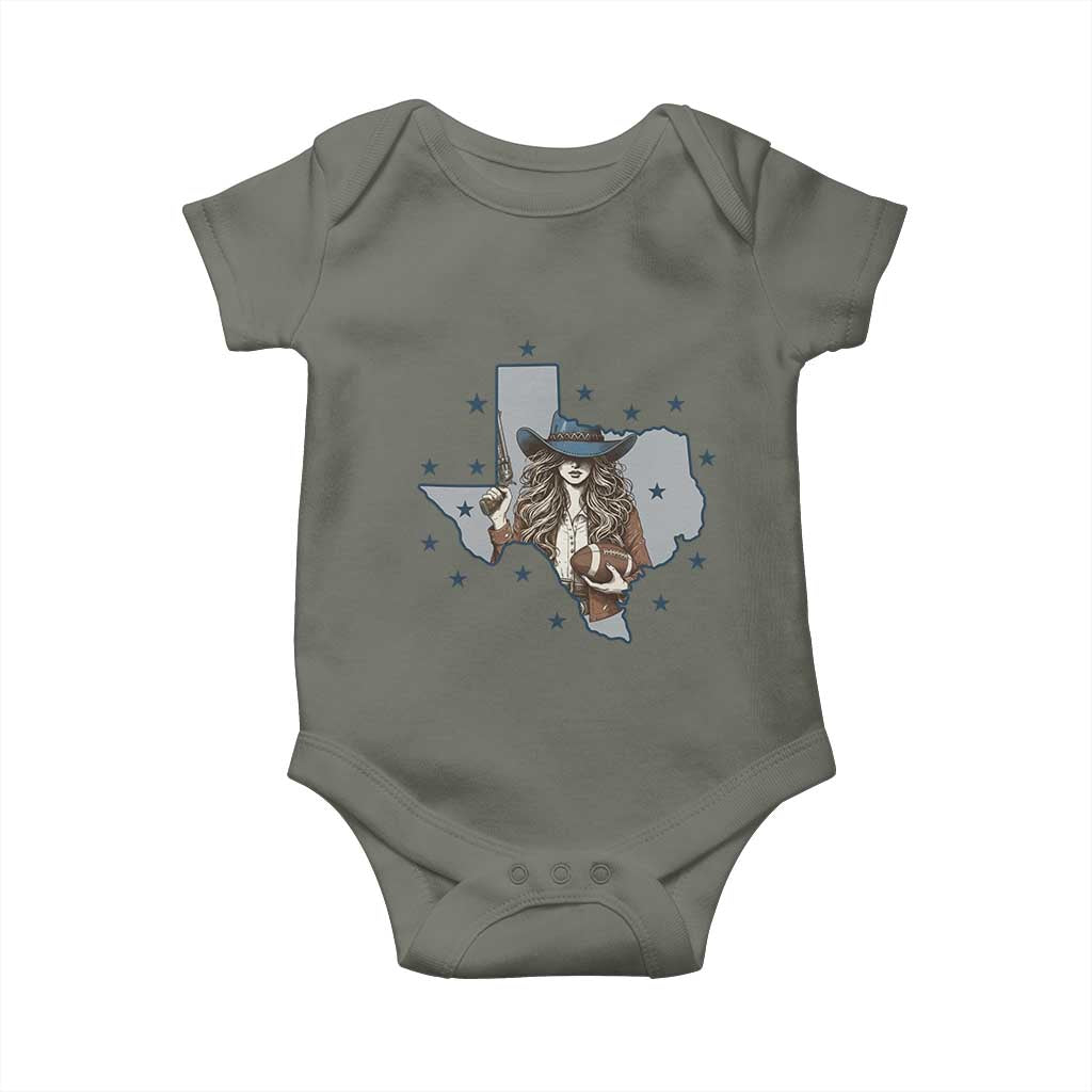 Funny TX Cowgirl Baby Onesie Football Lover Gift TS12 Military Green Print Your Wear