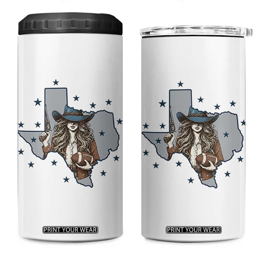 Funny TX Cowgirl 4 in 1 Can Cooler Tumbler Football Lover Gift TS12 One Size: 16 oz White Print Your Wear