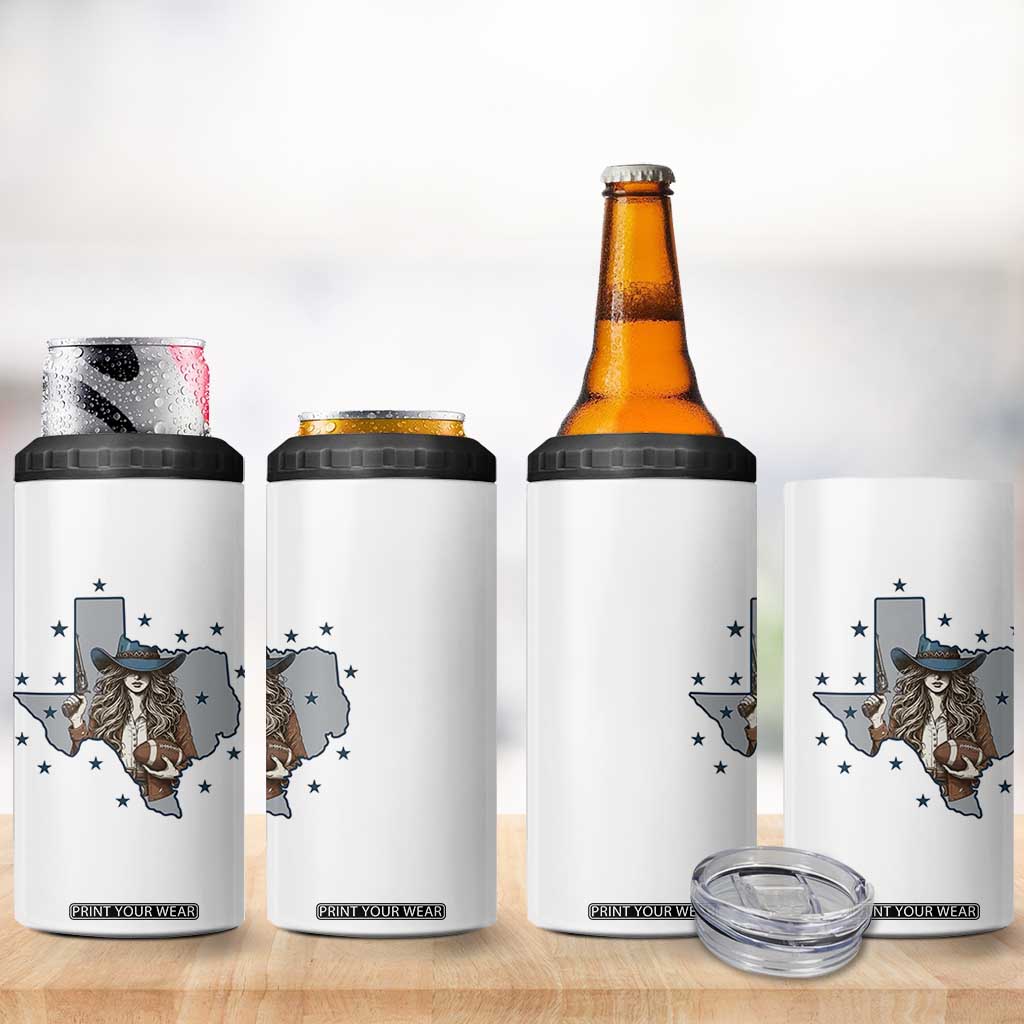 Funny TX Cowgirl 4 in 1 Can Cooler Tumbler Football Lover Gift TS12 Print Your Wear