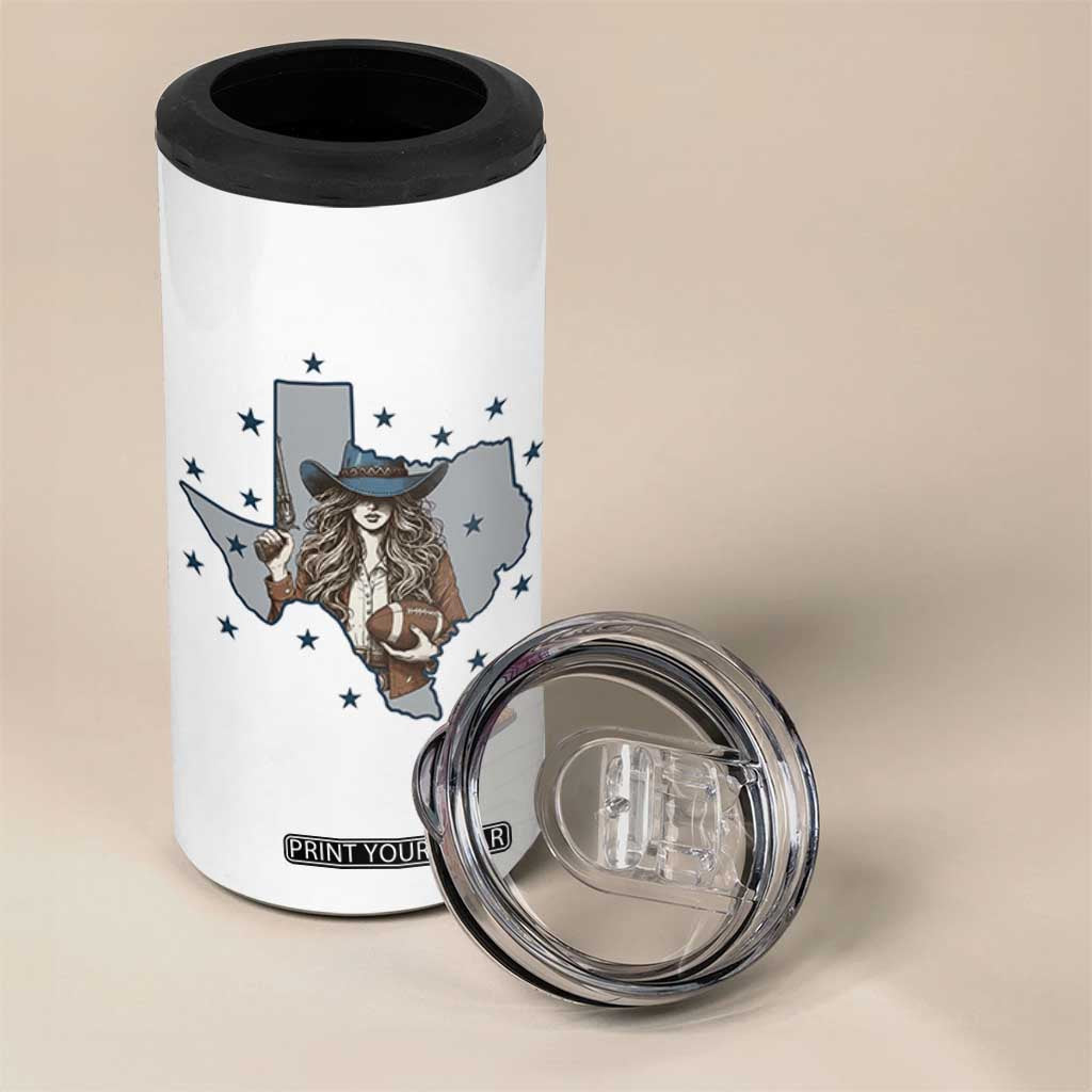 Funny TX Cowgirl 4 in 1 Can Cooler Tumbler Football Lover Gift TS12 Print Your Wear