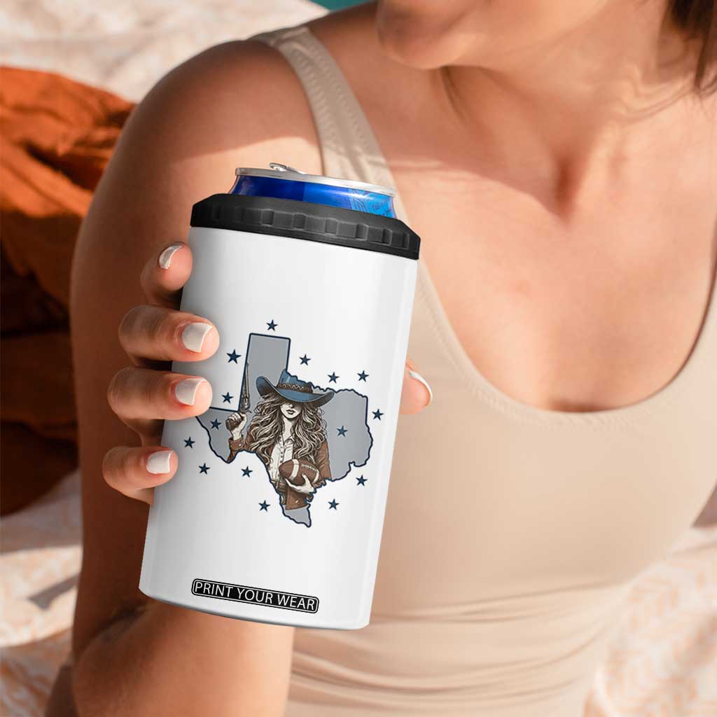 Funny Texas Cowgirl 4 in 1 Can Cooler Tumbler Football Lover Gift TS12 Print Your Wear