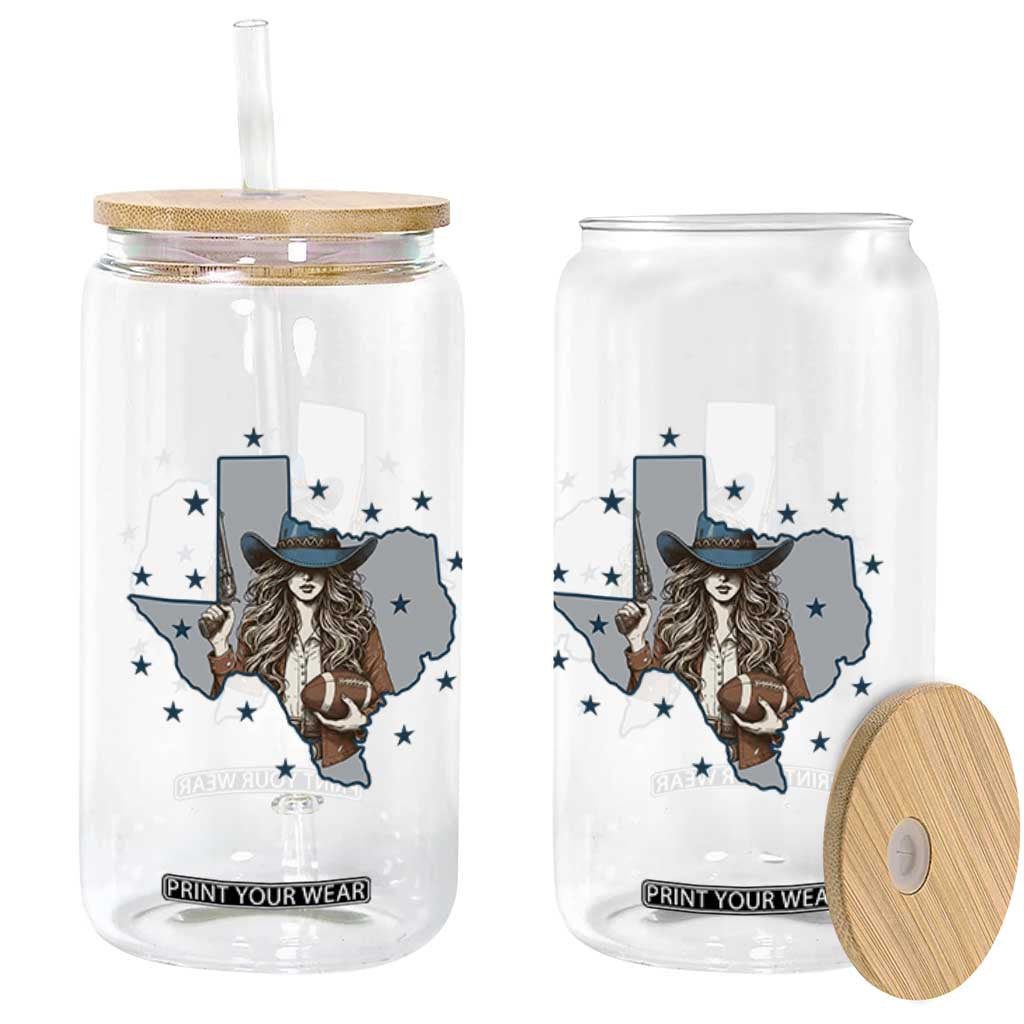 Funny Texas Cowgirl Glass Can Football Lover Gift TS12 Print Your Wear
