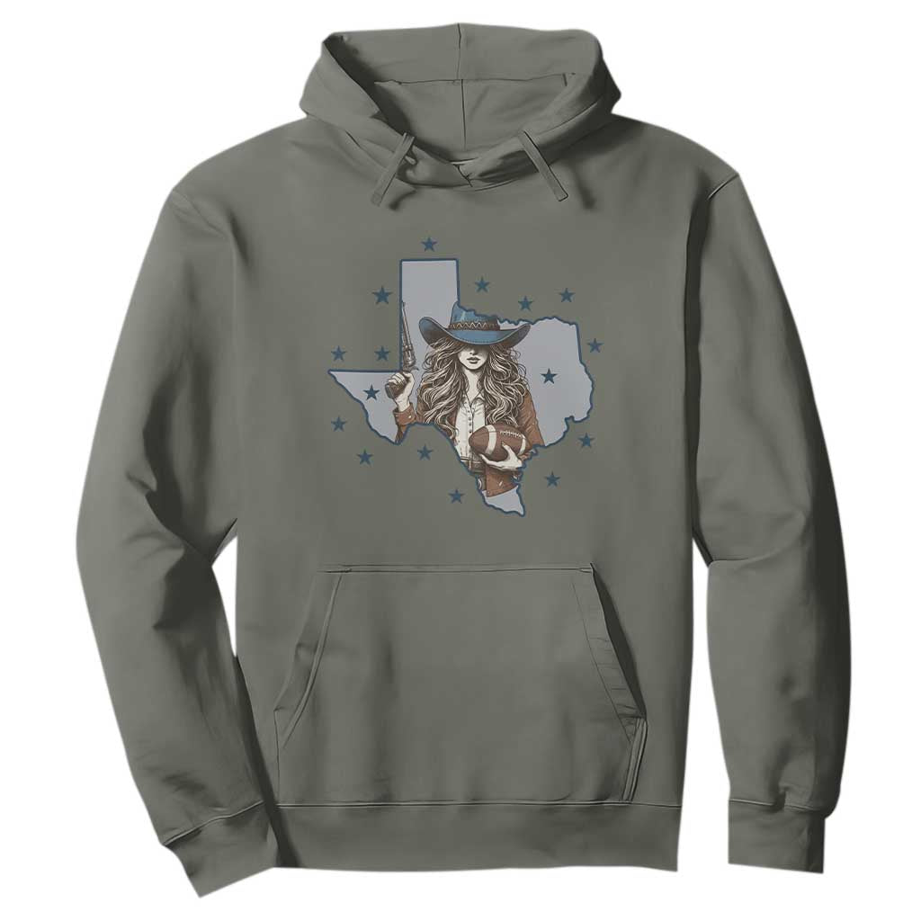 Funny TX Cowgirl Hoodie Football Lover Gift TS12 Military Green Print Your Wear