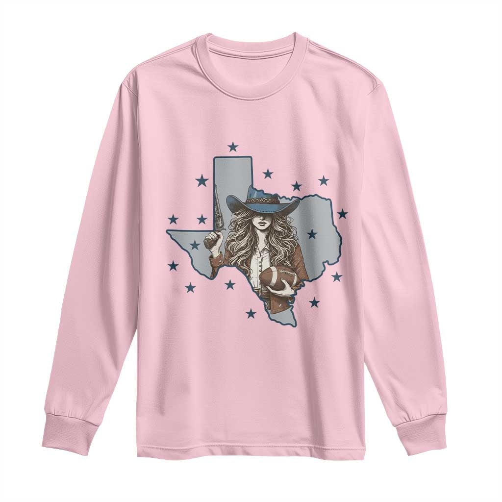 Funny TX Cowgirl Long Sleeve Shirt Football Lover Gift TS12 Light Pink Print Your Wear