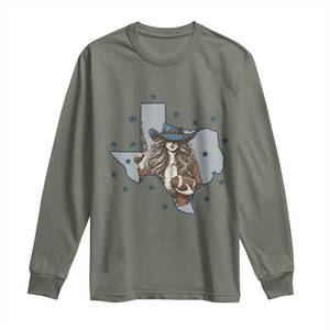 Funny Texas Cowgirl Long Sleeve Shirt Football Lover Gift TS12 Military Green Print Your Wear