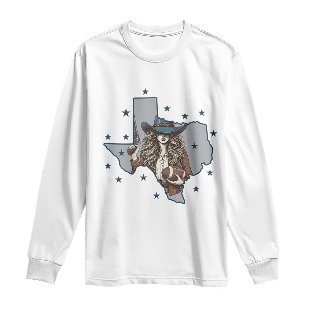 Funny Texas Cowgirl Long Sleeve Shirt Football Lover Gift TS12 White Print Your Wear