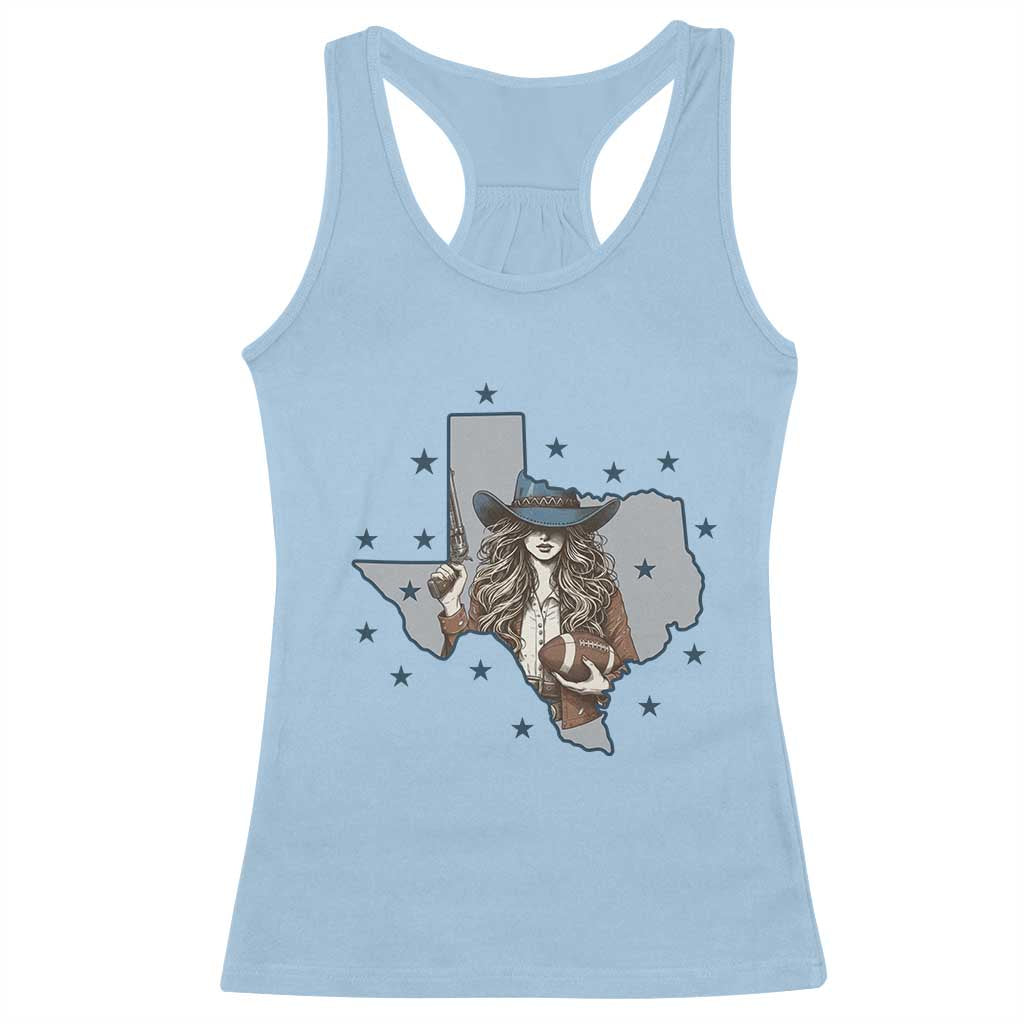 Funny TX Cowgirl Racerback Tank Top Football Lover Gift TS12 Light Blue Print Your Wear