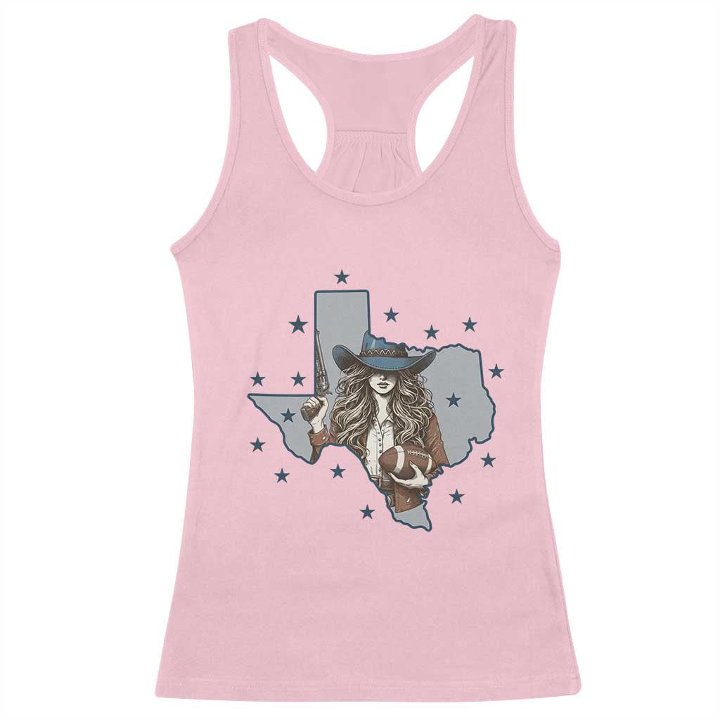 Funny TX Cowgirl Racerback Tank Top Football Lover Gift TS12 Light Pink Print Your Wear