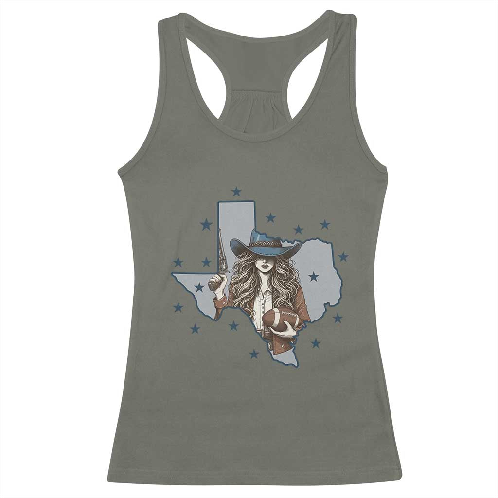 Funny TX Cowgirl Racerback Tank Top Football Lover Gift TS12 Military Green Print Your Wear