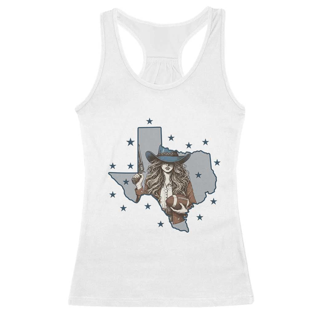 Funny Texas Cowgirl Racerback Tank Top Football Lover Gift - Print Your Wear