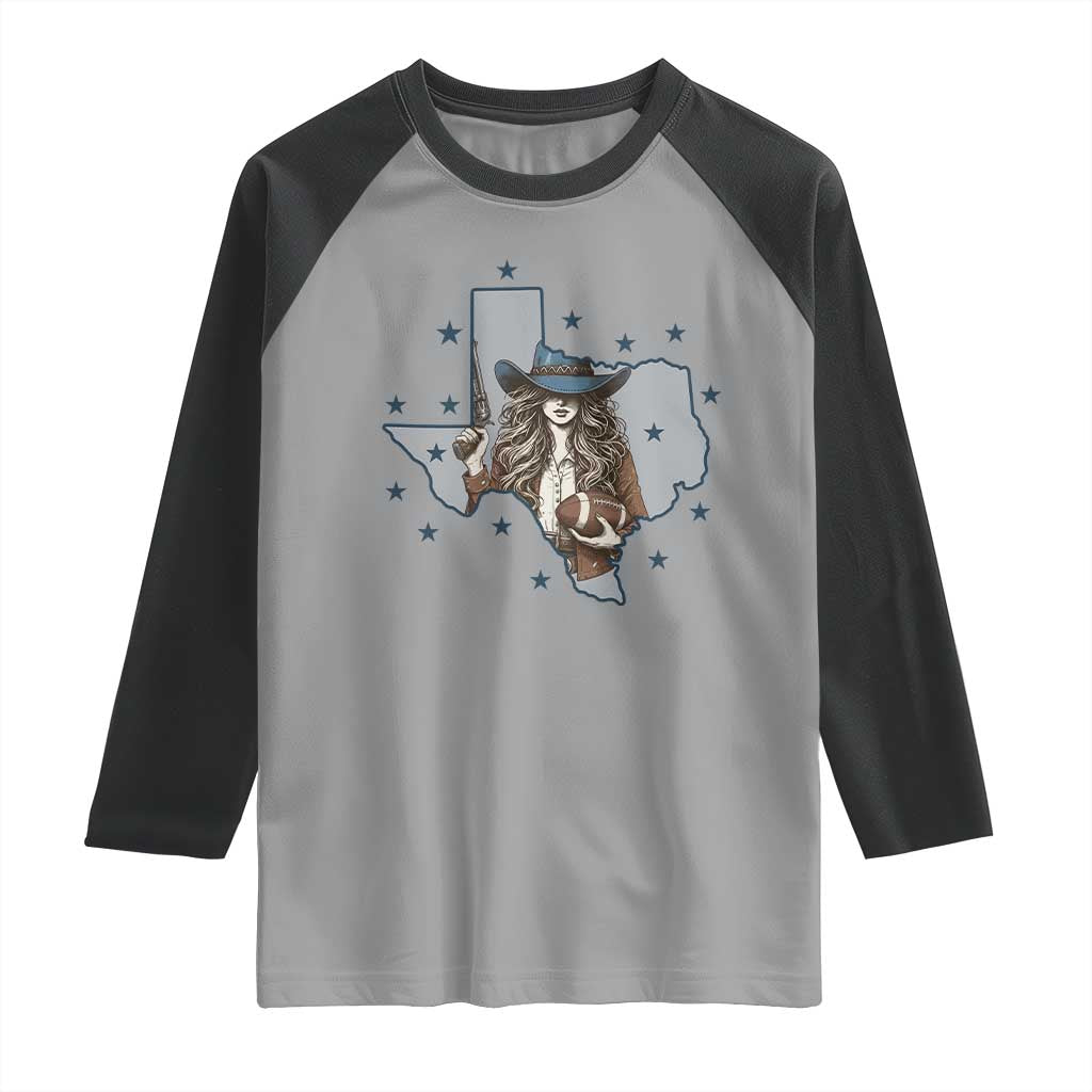Funny TX Cowgirl Raglan Shirt Football Lover Gift TS12 Sport Gray Black Print Your Wear