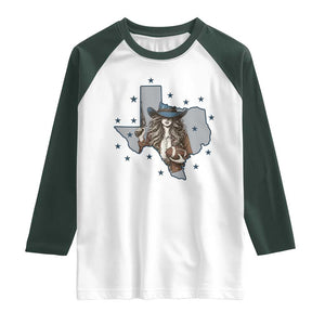 Funny Texas Cowgirl Raglan Shirt Football Lover Gift TS12 White Dark Forest Green Print Your Wear