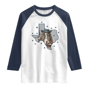 Funny TX Cowgirl Raglan Shirt Football Lover Gift TS12 White Navy Print Your Wear