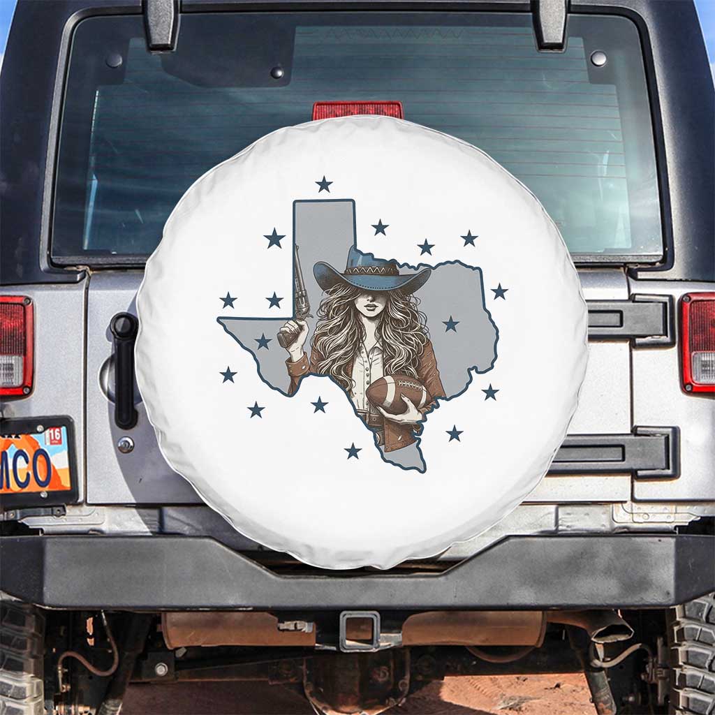 Funny Texas Cowgirl Spare Tire Cover Football Lover Gift TS12 No hole White Print Your Wear