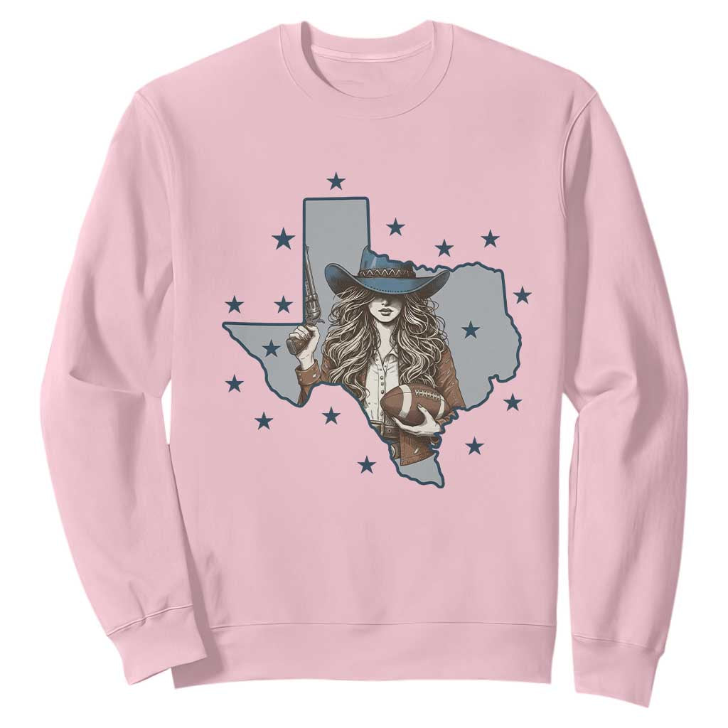 Funny TX Cowgirl Sweatshirt Football Lover Gift TS12 Light Pink Print Your Wear