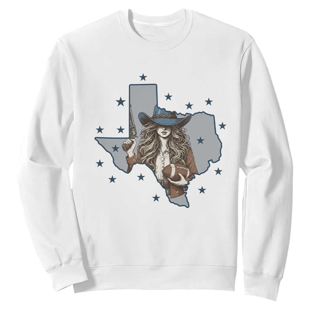 Funny TX Cowgirl Sweatshirt Football Lover Gift TS12 White Print Your Wear