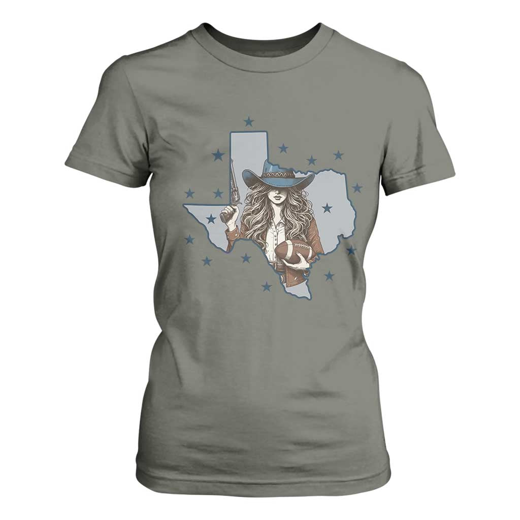 Funny TX Cowgirl T Shirt For Women Football Lover Gift TS12 Military Green Print Your Wear