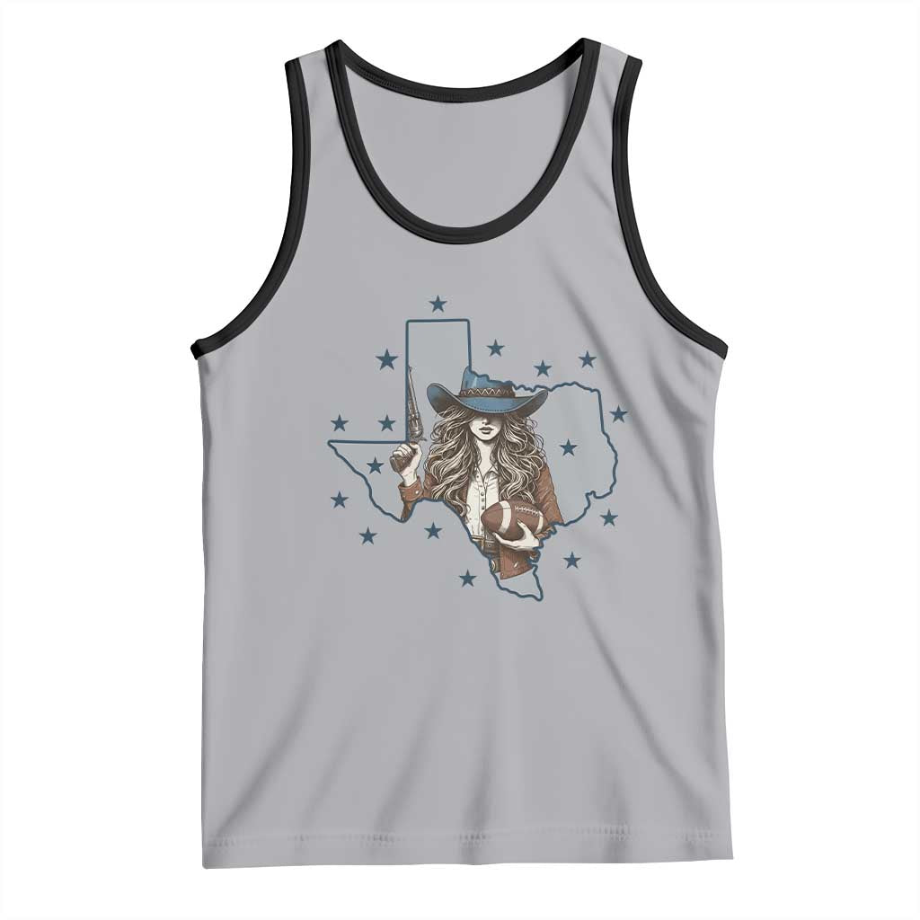 Funny TX Cowgirl Tank Top Football Lover Gift TS12 Athletic Heather Black Print Your Wear