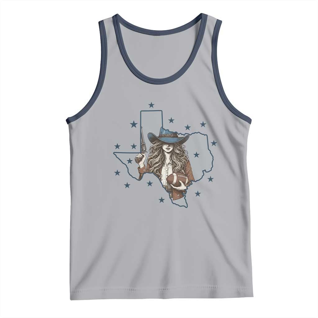 Funny TX Cowgirl Tank Top Football Lover Gift TS12 Athletic Heather Navy Print Your Wear