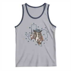 Funny TX Cowgirl Tank Top Football Lover Gift TS12 Athletic Heather Navy Print Your Wear