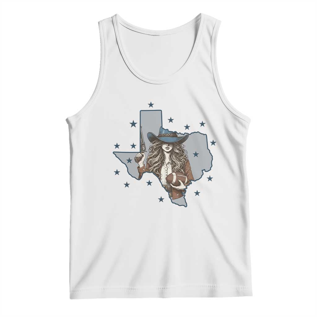 Funny TX Cowgirl Tank Top Football Lover Gift TS12 White Print Your Wear