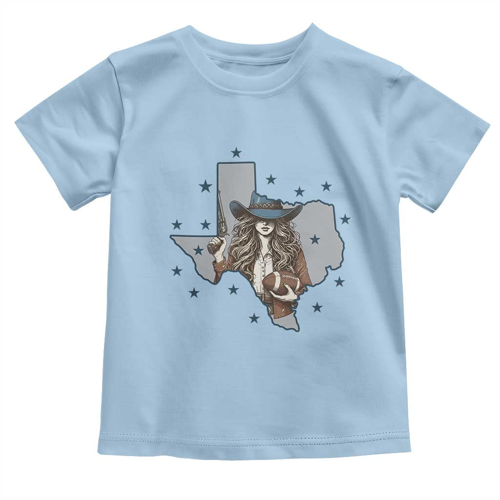 Funny TX Cowgirl Toddler T Shirt Football Lover Gift TS12 Light Blue Print Your Wear